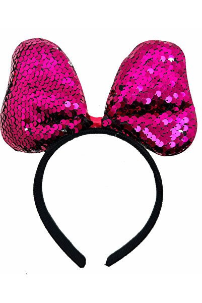 OSKA GLOBAL Color Changing Sequin Bow Party Crown Fuchsia Silver Color 20X16 cm