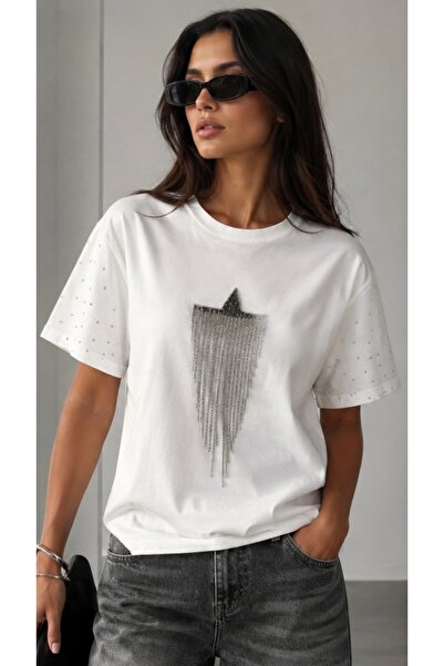 Yumey Tshirt with Dangling Star and Hotfix Details