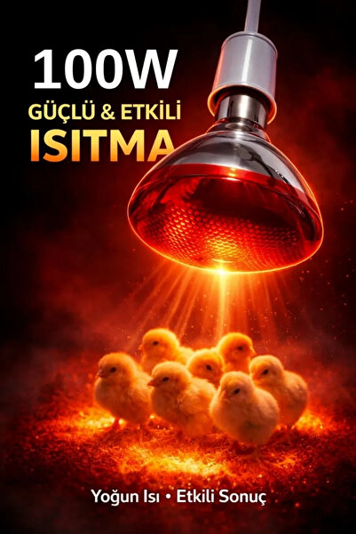 Marsilyan 100w Isıtıcı Ampul Kırmızı Isı Lambası Civciv Kümes Kuluçka E27 Duy...