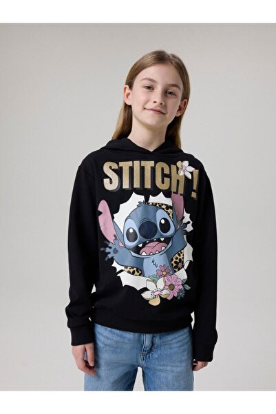 Name it Μπλούζα φούτερ κορίτσι "Stitch" μαύρη