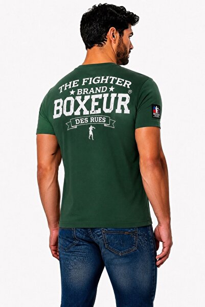 Boxeur Des Rues Tricou bărbătesc Slim-Fit Boxeur des Rues, Verde închis, Logo alb, Bumbac premium