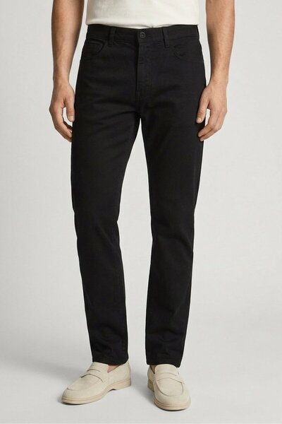 STEEL & JELLY Men Slim Fit Plain Chino Pants, Black