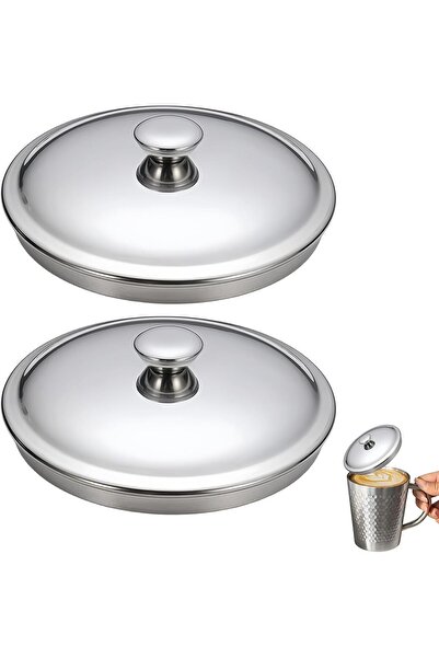 STARSTAR 2-Pack 10cm Universal Stainless Steel Beverage Lids for Cups, Mugs &...