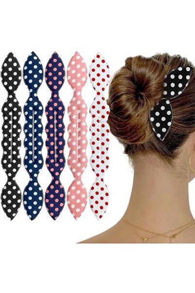 STARSTAR 5-Piece Hair Styling Tool Set, Bunny Ear Hair Tie, Donut Polka Dot E...
