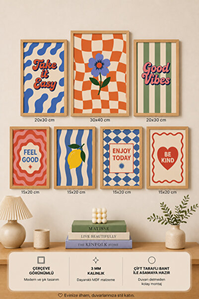 UNT 7-Piece Frame-Looking Modern Painting Set |   Retro & Pop Art |   Motivat...