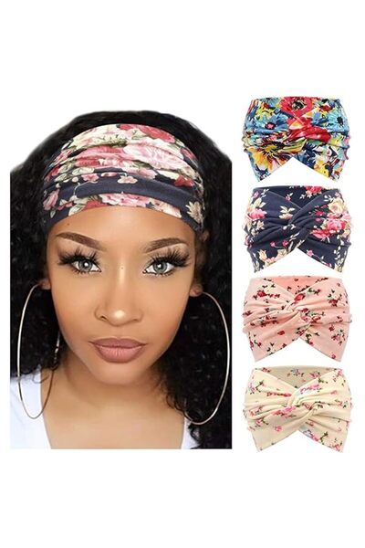 STARSTAR Women's headscarves 4-pack wide retro headscarves, knotted cute head...