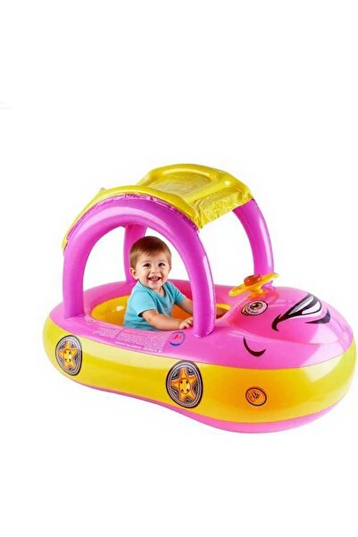 STARSTAR Inflatable Car-Shaped Toddler Swim Trainer Toy with Adjustable Sunsh...