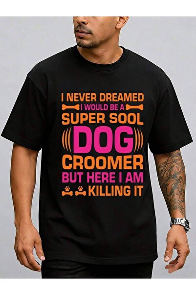 LİNA06 قميص Sool Dog Groomer للرجال، أسود، قصير، كاجوال، خفيف الوزن، ملابس ري...