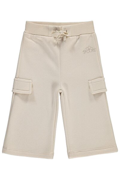 Civil Baby Floral Embroidered Basic Cargo Sweatpants for 6-18 Months - Beige