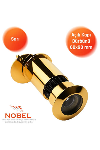 Nobel Angled Door Viewer, 60X90 Mm, 180 °   Steel Door Binocular, Golden Yellow