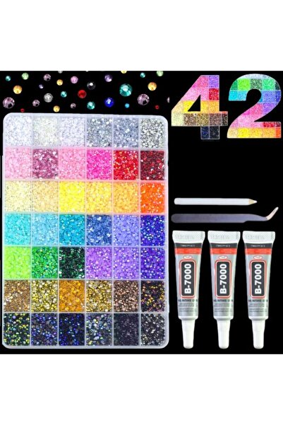 OEM Kit de Nail Art - 42 de culori, 35000 de strasuri cu adeziv, pensetă, sti...