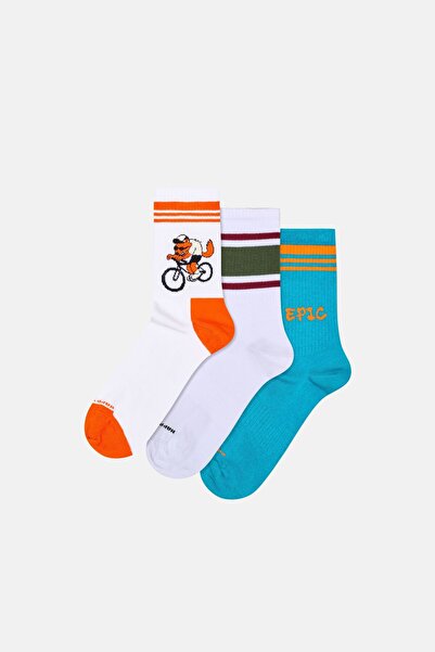 Happy Socks - مجموعة من 3 جوارب رياضية متعددة الألوان