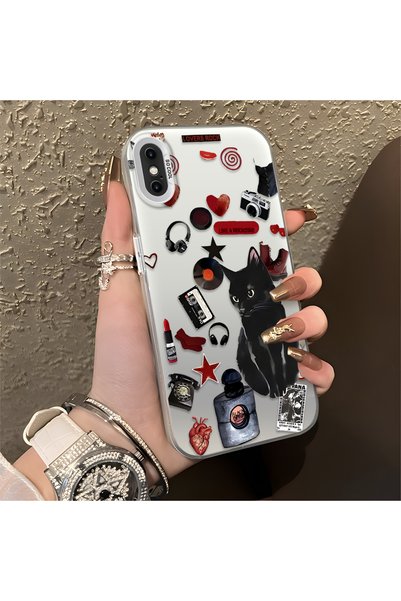 ARTISHELL iPhone X/XS Uyumlu Cool Siyah Kedi Tam Koruma Telefon Kılıfı