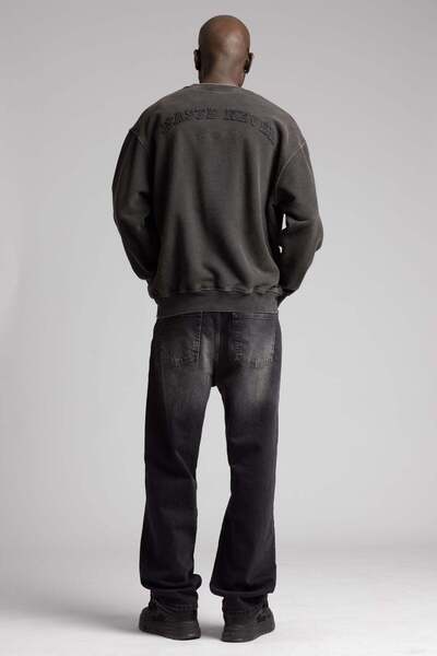 Catch Nakışlı Yıkamalı Sweatshirt