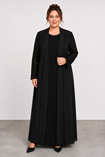 bihan store Women's Two-Piece Set with Long Sleeve Dress Y26-7389 - Black