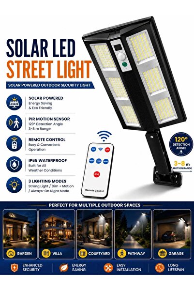 zeetwo Solar LED Street Light with Motion Sensor, 156 LED Solar Security Ligh...