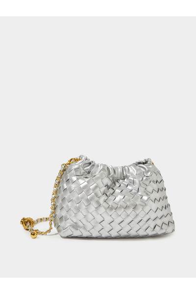 Styli Silver Woven Chain Strap Hand Bag