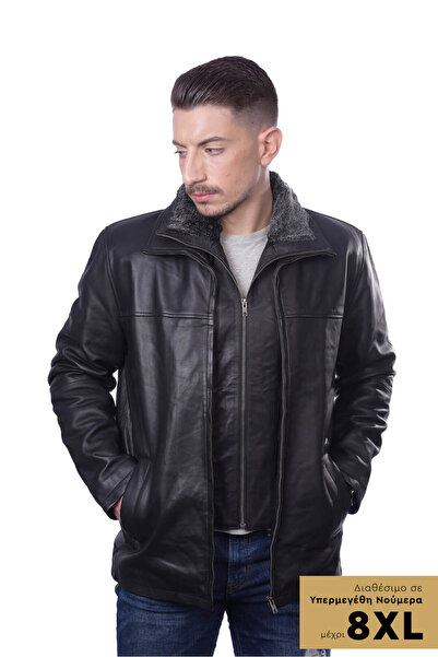 THEODOROU LEATHERS ΜΑΥΡΟ ΑΝΔΡΙΚΟ ΔΕΡΜΑΤΙΝΟ ΤΖΑΚΕΤ TLM0009