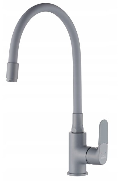 Invena Baterie de chiuvetă de bucătărie, de podea, cu pipă flexibilă, gri, JOGA