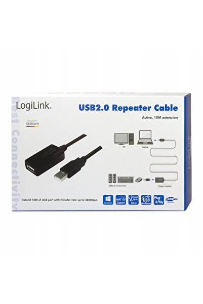 LogiLink Cablu prelungitor USB 2.0 10m USB-A 480Mb/s negru ecranat