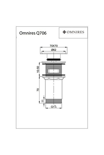 Omnires KLIK KLAK robinet pătrat cu preaplin pentru chiuvetă Q706