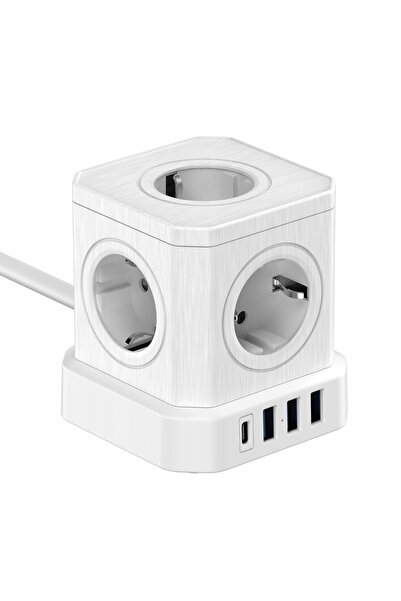 Newell Cablu prelungitor Kostka GaN Power Cube încărcător 9 în 1 5x AC 3x USB...