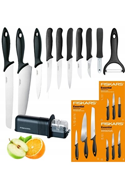 FiSKARS ESSENTIAL KPL 9 CUȚITE DE BUCĂTĂRIE + ASCUȚITOR + RĂZUITOR