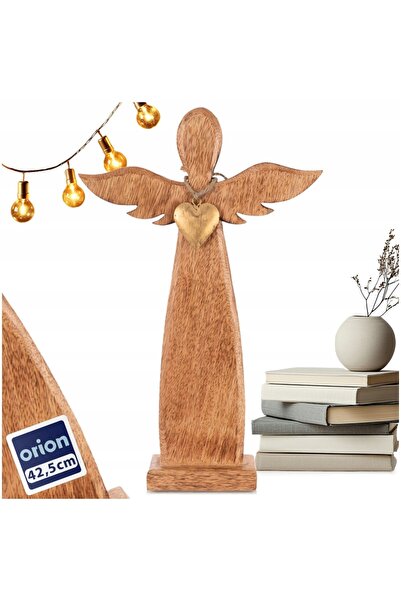 Orion Figurină decorativă înger din lemn de mango, cu inimă aurie, 42 cm