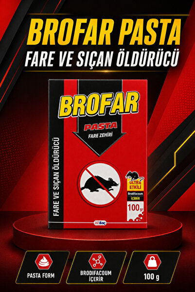 Brofar Pasta Fare ve Sıçan Öldürücü 100 g (10x10gr) – Brodifacoum İçerir