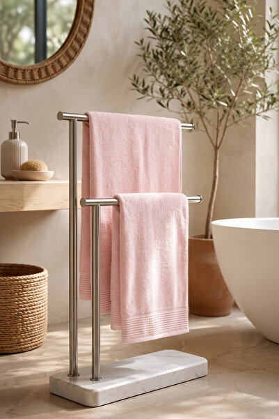 TEOHOMELİNENS Ephesus Bath Towel Set, Set of 2, 60% Bamboo 40% Cotton, Pink