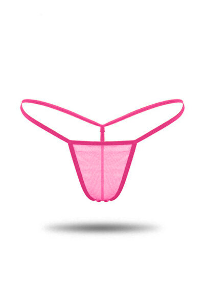 Kadın Pembe Tül Detaylı Tanga Külot - PRLACH2809-4700