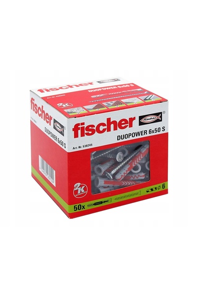 Fischer Dibluri DUOPOWER 6X50 S CU ȘURUB 50 BUCĂȚI