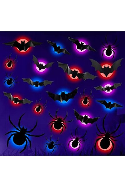 NO BRAND Autocolante 3D de Halloween, Liliac, 12 bucăți, LED-uri luminoase, 1...