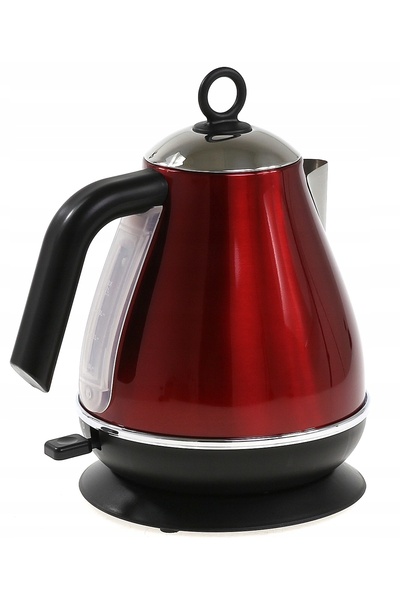 KASSEL Fierbător electric din oțel, negru, roșu, 1,7L