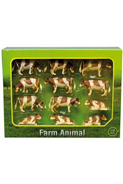 NO BRAND SET FIGURINE VACI 12 BUCĂȚI 1:32 ALB/MARO PENTRU COPII