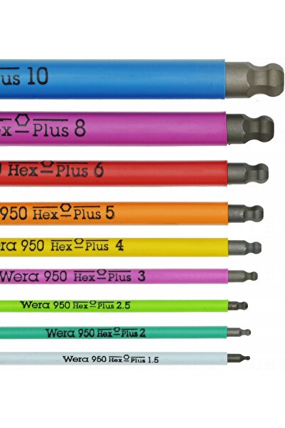 wera SET DE CHEI IMBUTĂȚITE CU CAPETE SFERICE 950/9 HEX-PLUS MULTICOLORE