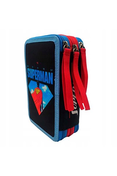NO BRAND Penar școlar SUPERMAN TRIPLE PENCIL CASE cu accesorii 6952