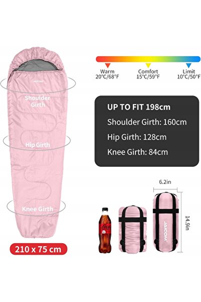 NO BRAND MUMIA 210cm x 75cm SAC DE DORMIT ULTRA UȘOR CU PUF PENTRU CAMPING ROZ