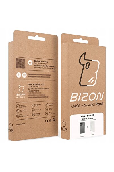 NO BRAND Husă incoloră + 2x folie de protecție Bison pentru Oppo Reno 14, set