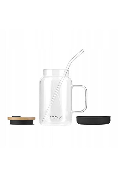 NO BRAND Pahar de băut din sticlă cu pai pentru băuturi, sucuri, cafele VIALL...