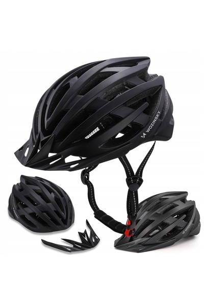 WOZINSKY Cască de bicicletă MTB cu vizor detașabil și lumină spate 57-62cm negru