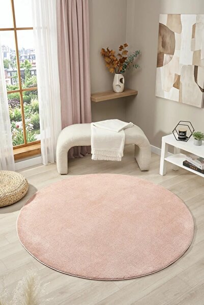 Neşem Halı Boutique SEYRAN HALI Bali 4500 Pembe Daire Halı Yumuşak Tuşeli Hav...