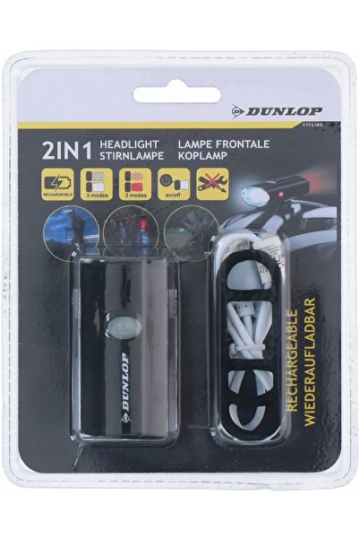 DUNLOP Suport pentru cască de bicicletă cu lumină frontală 2-în-1 și încărcar...