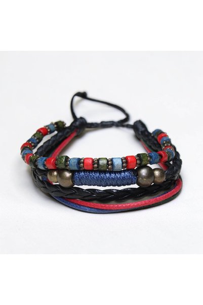 DEHNA Handmade Multi-Layer Unisex Bracelet with Wooden Beads Adjustable Bohemian Design |   3 Color Options