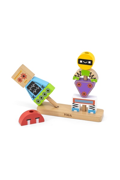 NO BRAND Cuburi de lemn BUDAYA ROBOTS jucării robot Senzoriale Creative VIGA