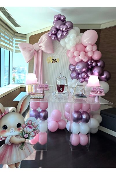Çemrek Süs Parti Pink White Chrome Pink Balloon Chain Set of 100