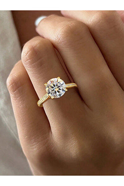 Choice 9 Golden 925 Sterling Silver Gorgeous Shiny 2 Carat Zircon Round Ring ...