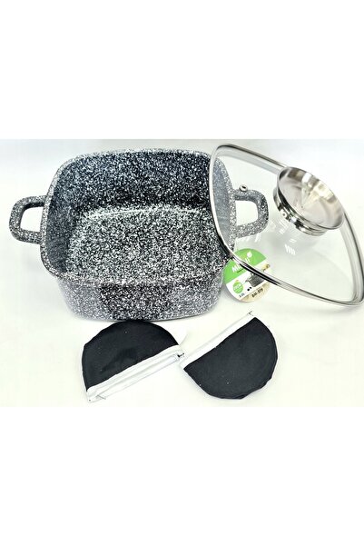 NO BRAND Vas de gătit pătrat din marmură 20 CM 1,3 L BM519 pentru aragaz și i...