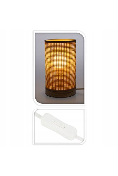Home Styling Collection LAMPĂ DE MASĂ DIN BAMBUS ÎMPLITĂ CU LEMN BEJ 13 x 23 cm