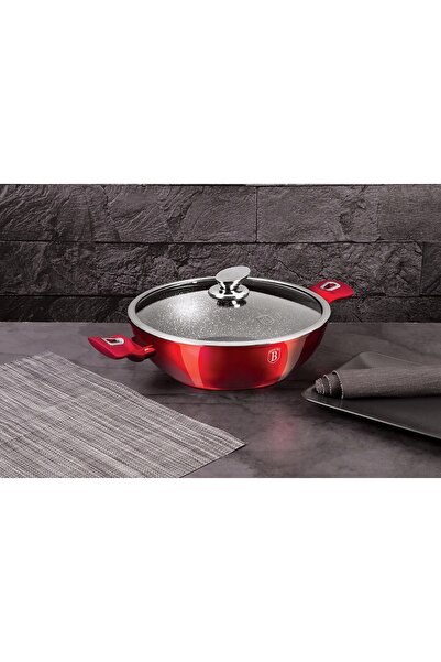 Berlinger Haus Tigaie tip plită cu capac 30CM, pentru inducție și gaz, Burgun...